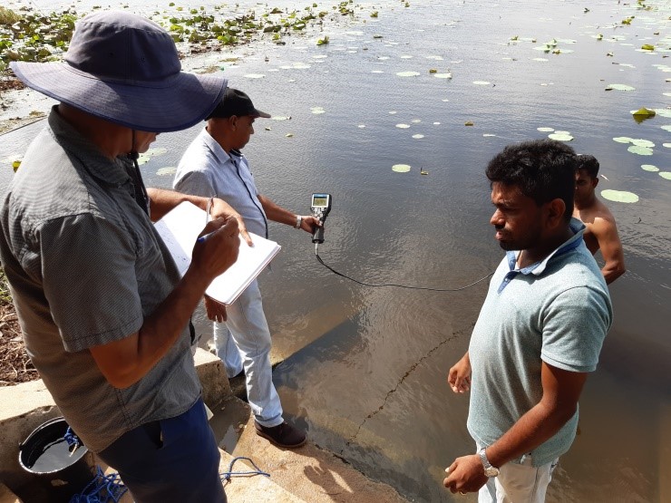 Surface water quality test in Pihimbiyagollewa Tank